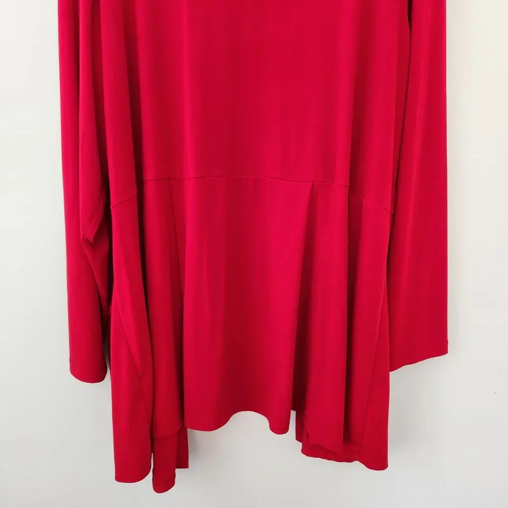 Susan Graver Cardigan Women's 2X Red Open Front Liquid Knit Classic Slinky Layer - Picture 8 of 13